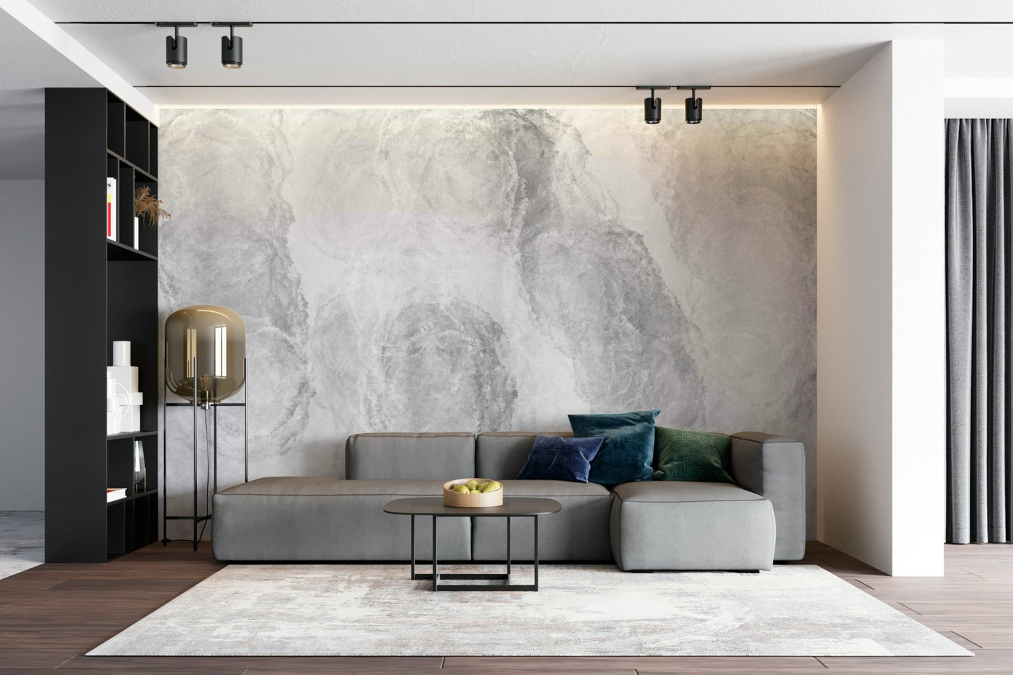 A beautiful modern art wall mural of delicate forms.

