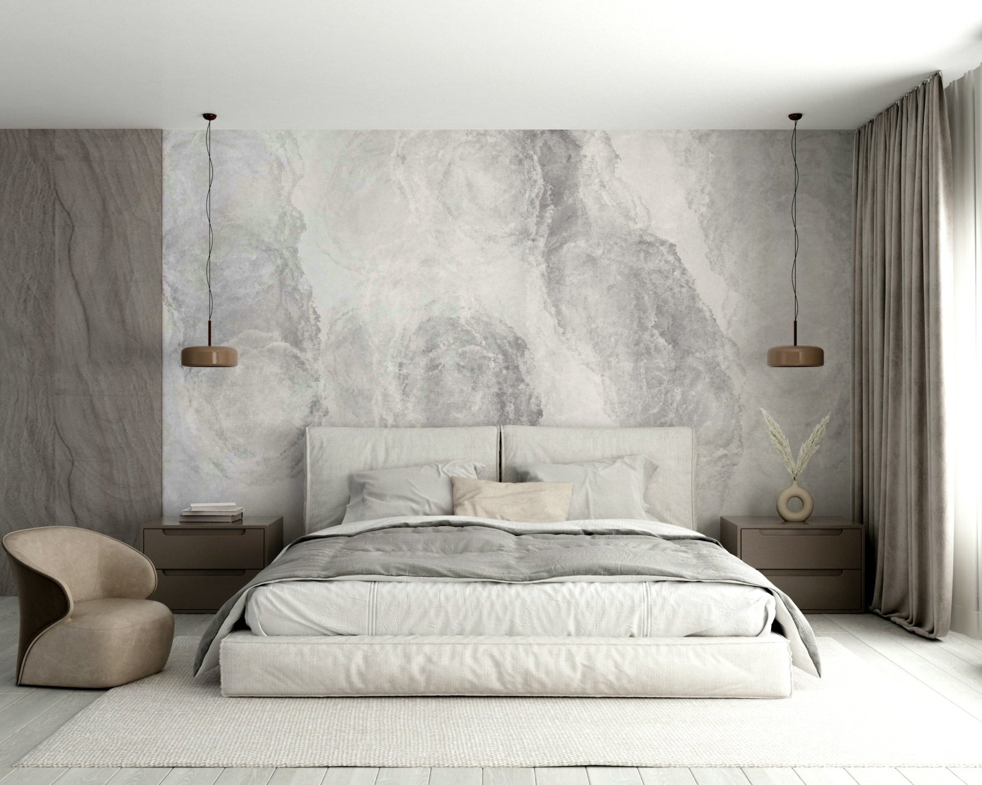 A beautiful subtle abstract wallpaper mural with an ethereal feel.


