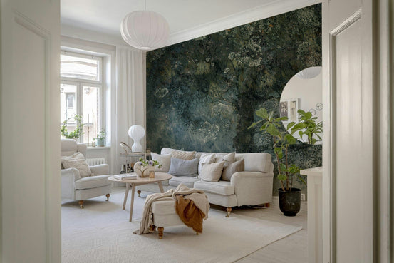 A beautiful ghostly grove wallpaper mural with ethereal, misty trees., GD5616