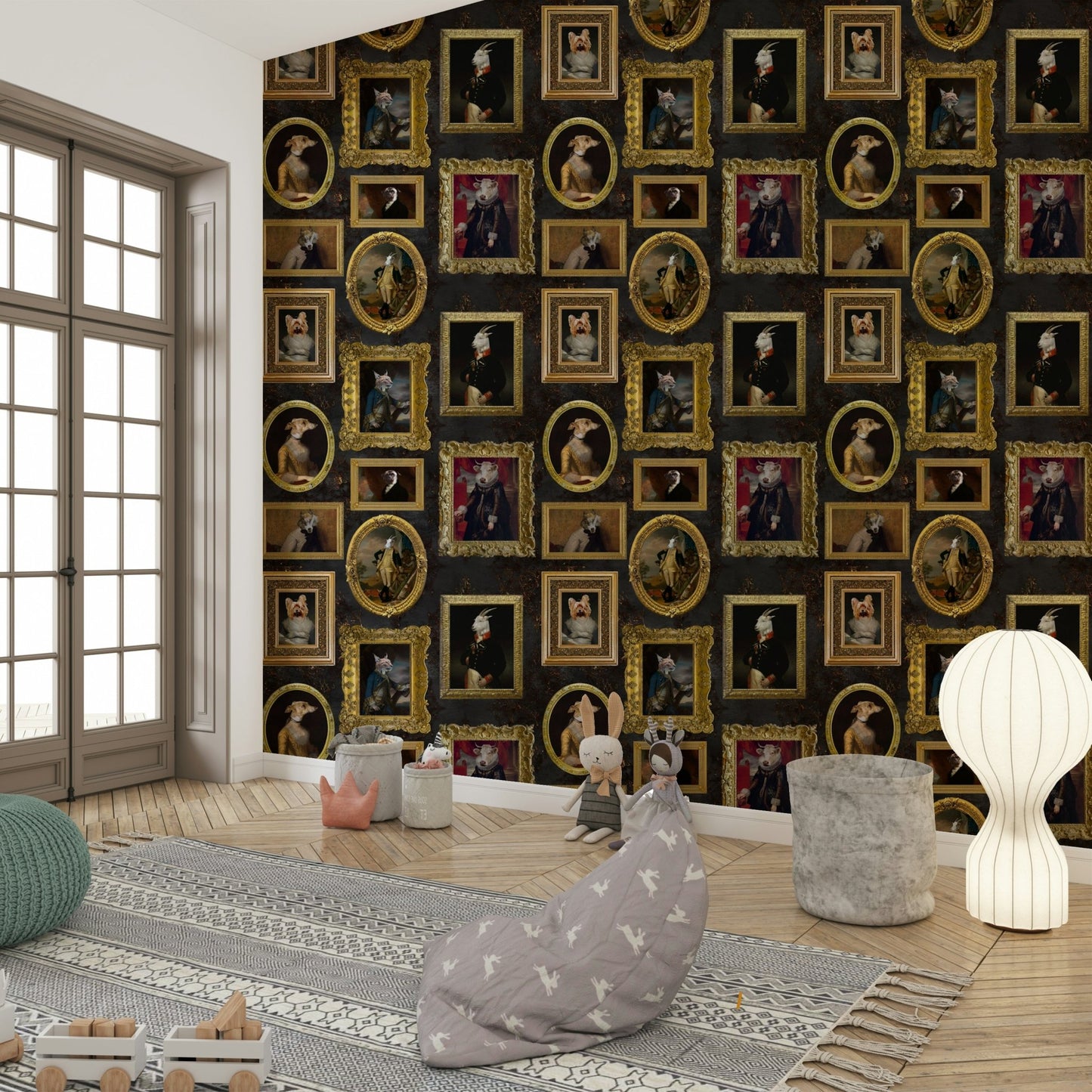 Reminiscent of classic portraiture with an opulent twist.


