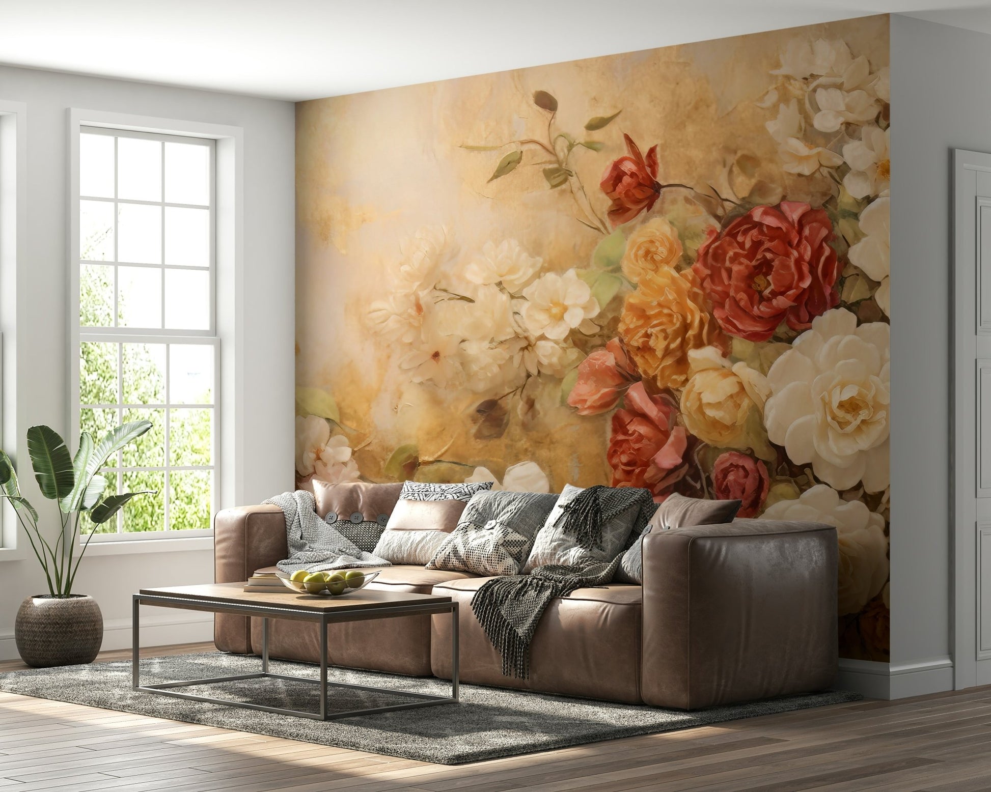 An artistic nature inspired mural for home decor.

