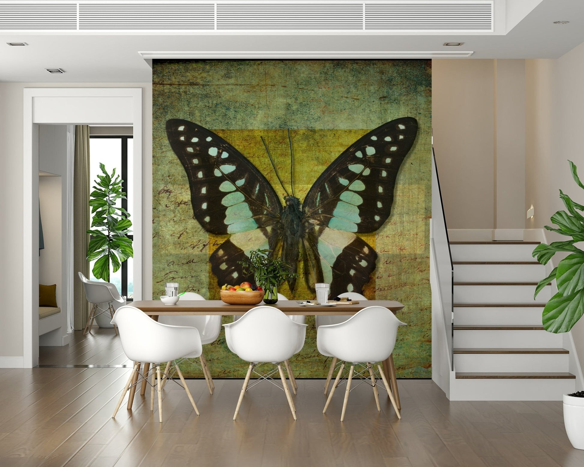 Aged script Gilded Butterfly wallpaper pattern.