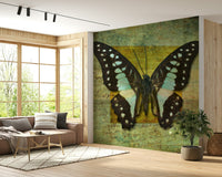 Striking Gilded Butterfly peel and stick mural.