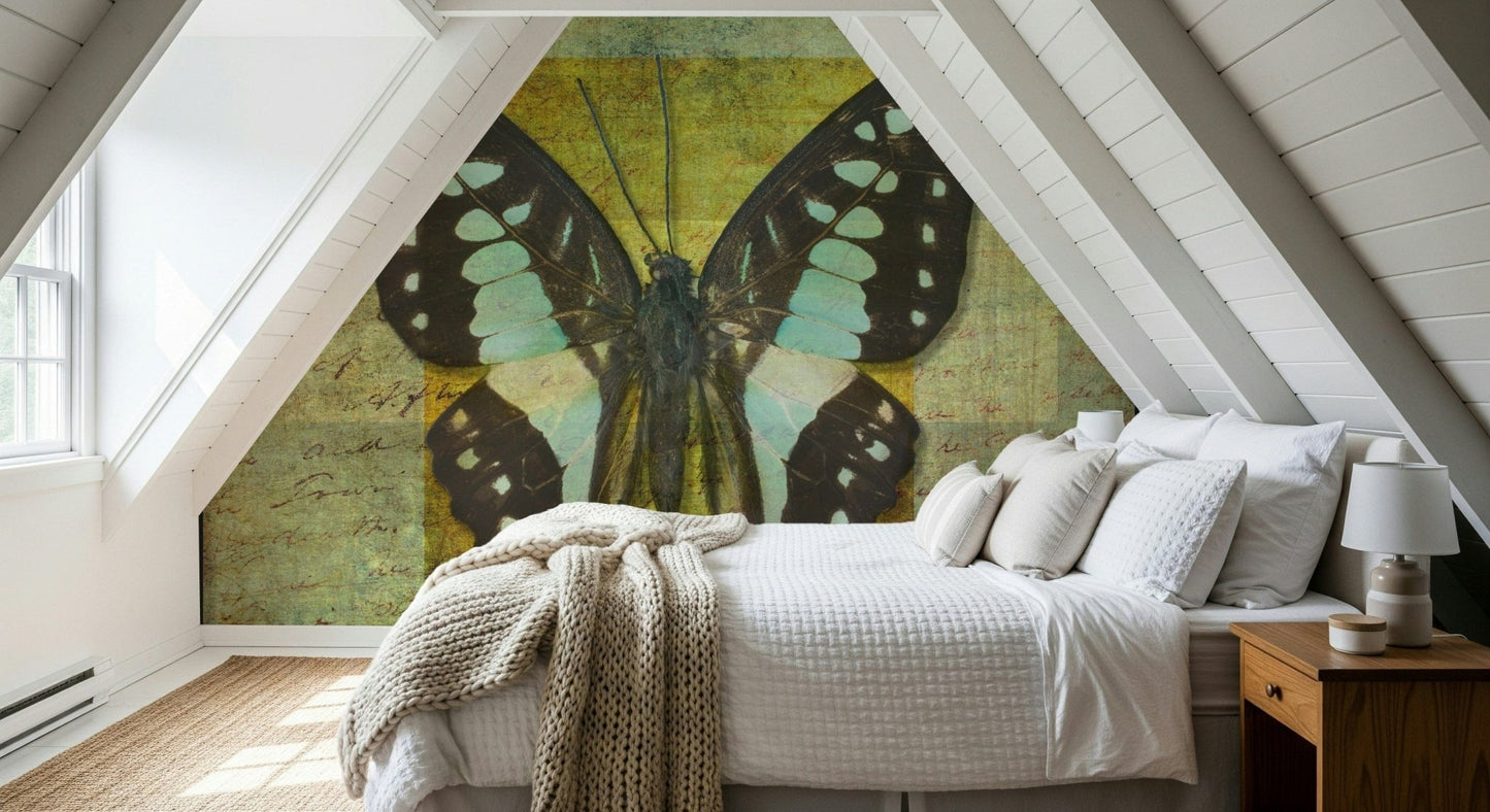 Textured Gilded Butterfly wall covering design.