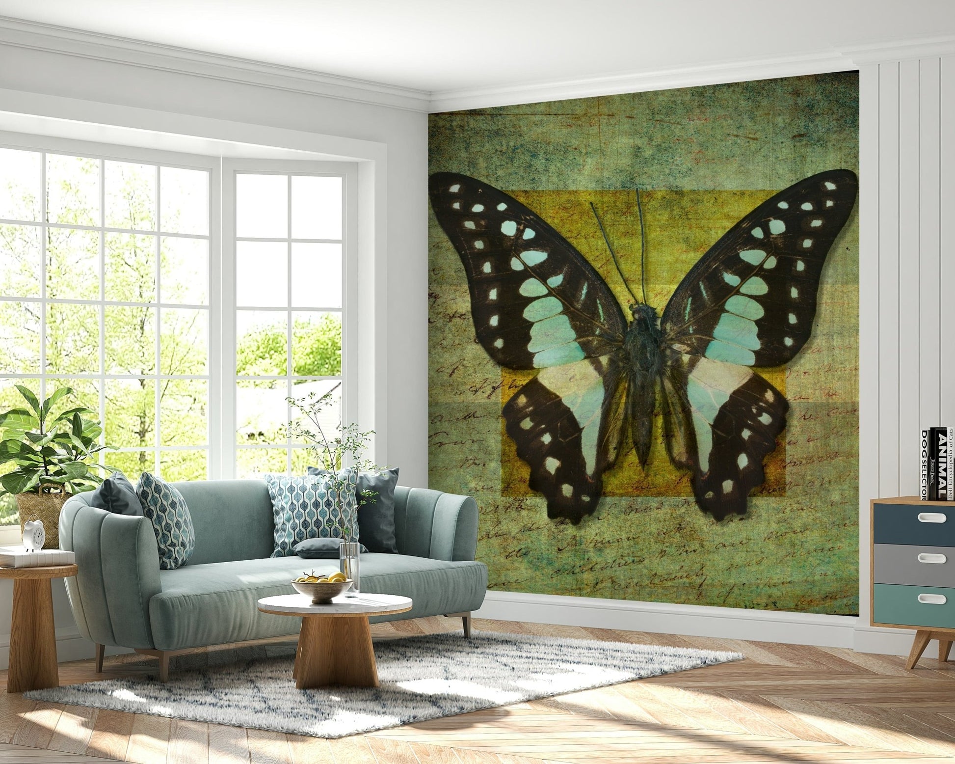 Ornate Gilded Butterfly patterned wall surface.