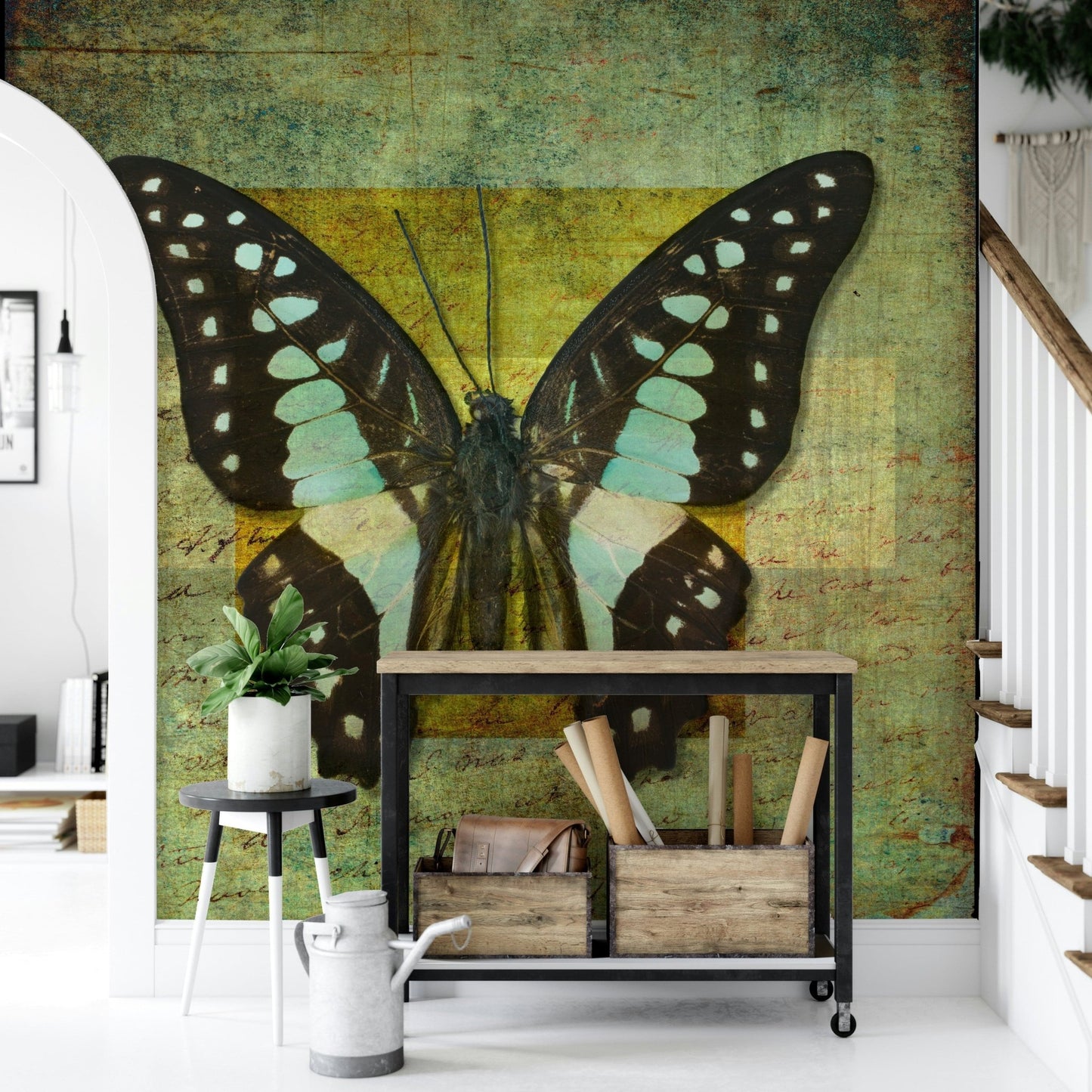 Vintage aesthetic Gilded Butterfly wall sticker.