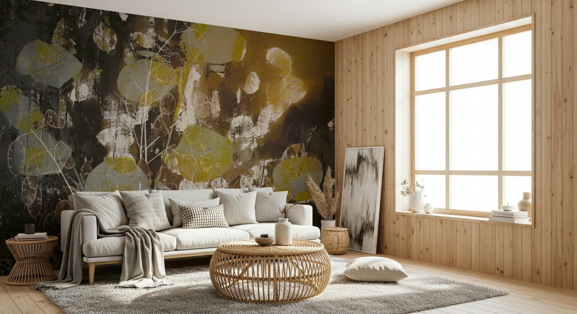 A beautiful modern art wall mural of delicate flowers., GD5231