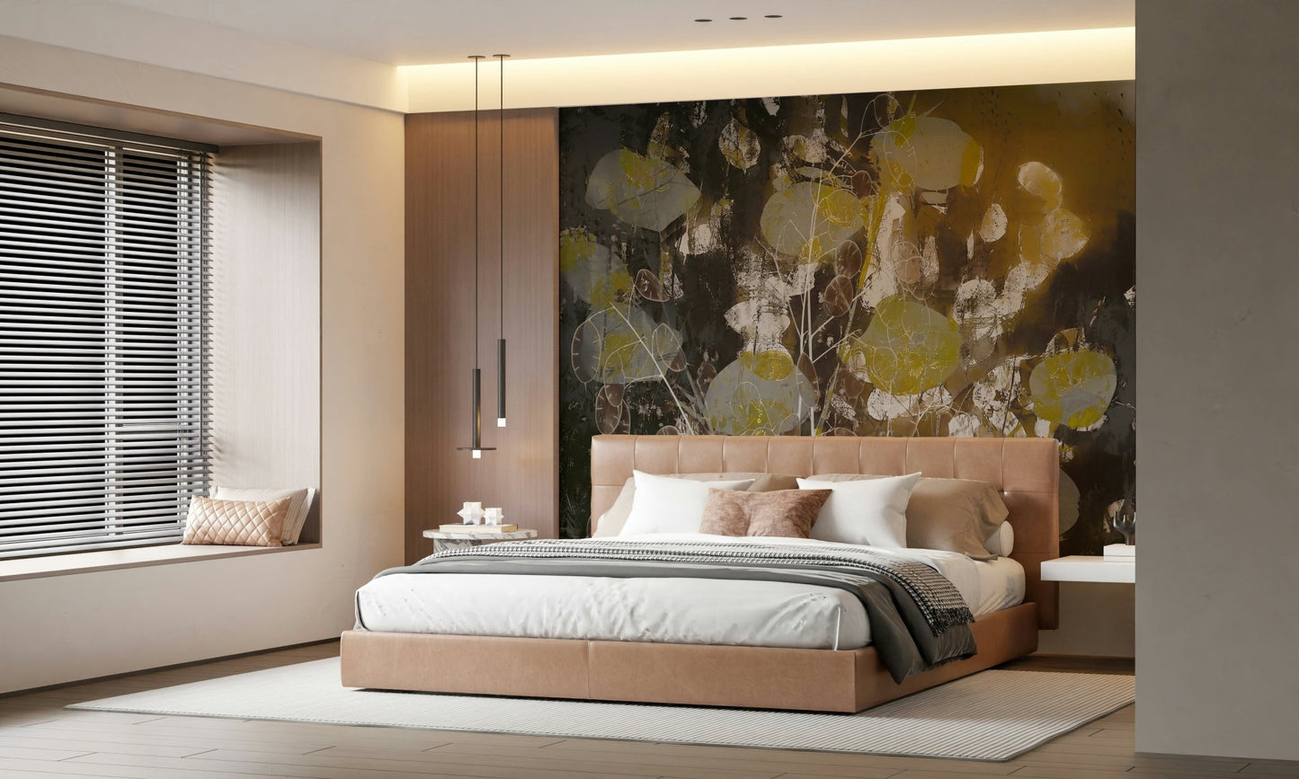 A contemplative floral pattern wallpaper mural for a feature wall., GD5231
