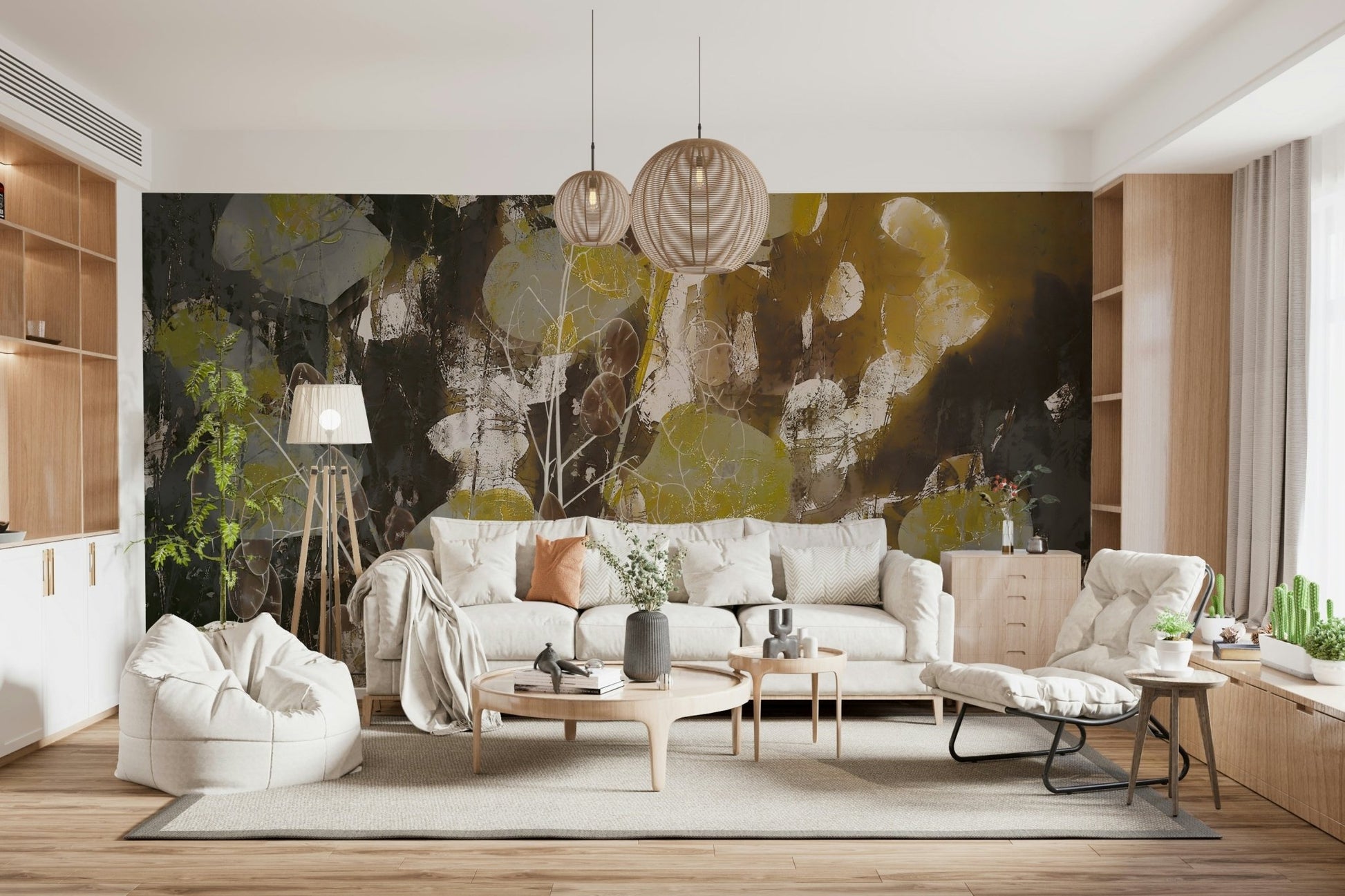 A graceful subtle bloom wall mural in rich, lavish tones., GD5231