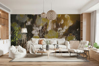 A graceful subtle bloom wall mural in rich, lavish tones., GD5231