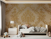 Classic damask styling shapes Gilded Floral Elegance wall mural beautifully