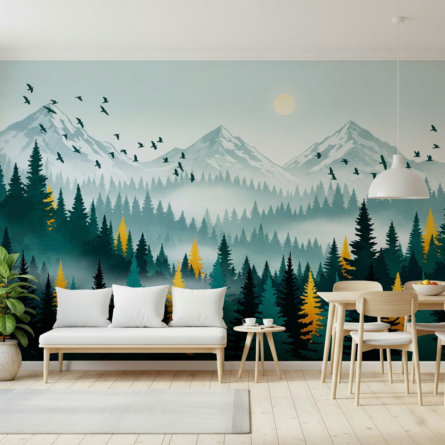 Decorative forest wallpaper with metallic finish, GD7680