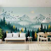 Decorative forest wallpaper with metallic finish, GD7680