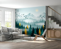 Luxury forest wallpaper in deep tones and gold accents, GD7680