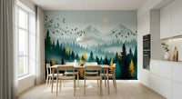 Artistic wall mural with golden foliage on dark base, GD7680