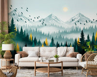 Premium forest wallpaper with textured gold highlights, GD7680