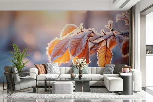 A beautiful abstract texture wallpaper mural with gilded, frosty accents.