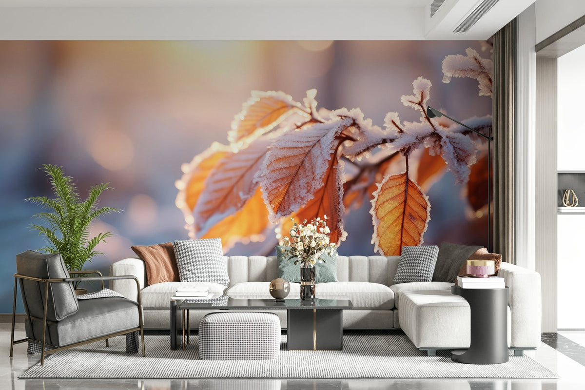 A beautiful abstract texture wallpaper mural with gilded, frosty accents., GD5803