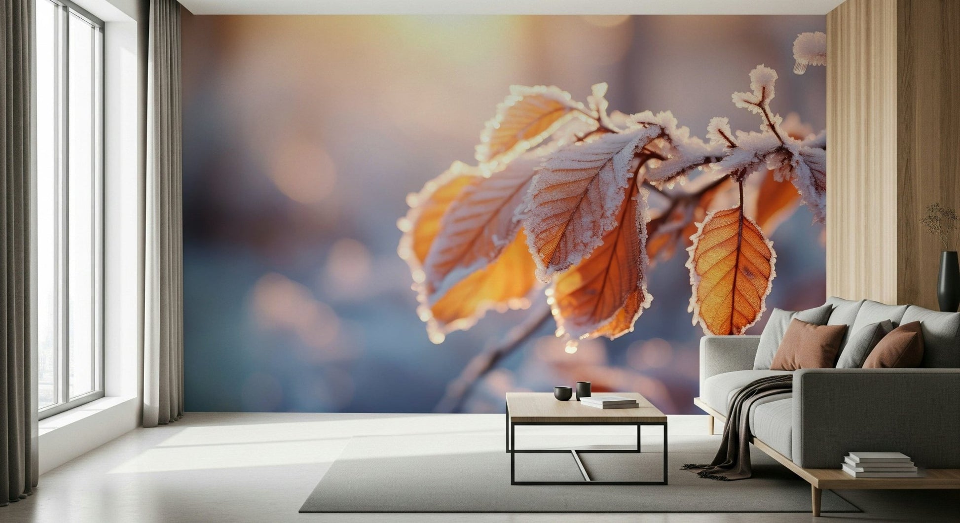 An artistic soft focus mural on luxury wallpaper.