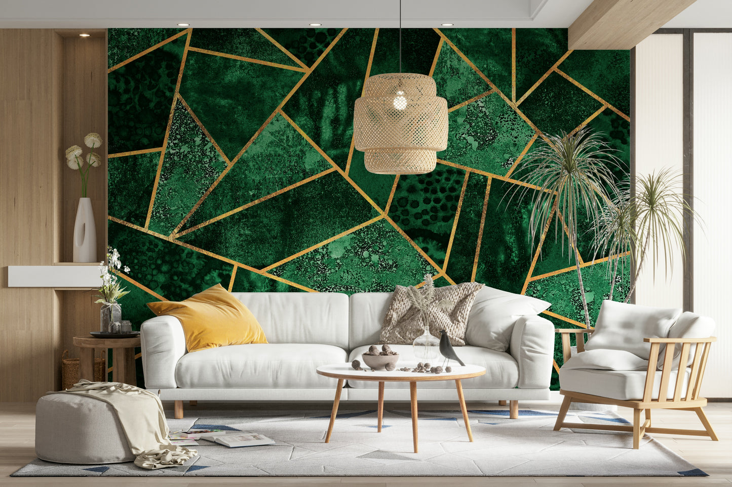 A beautiful modern art wall mural for a living room.

