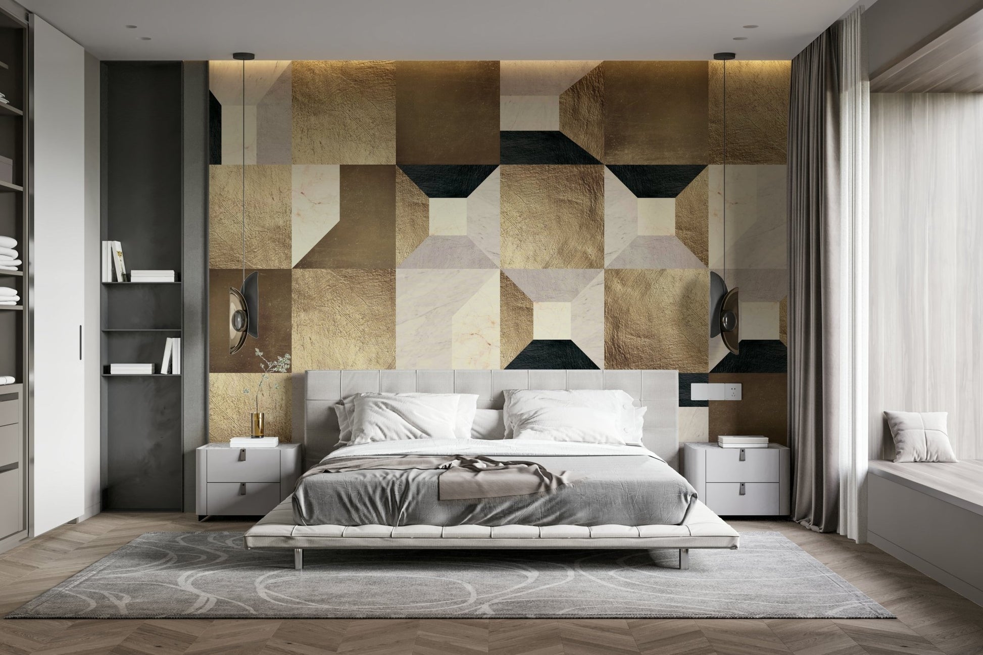 It is a large-scale graphic on a room's wall.

