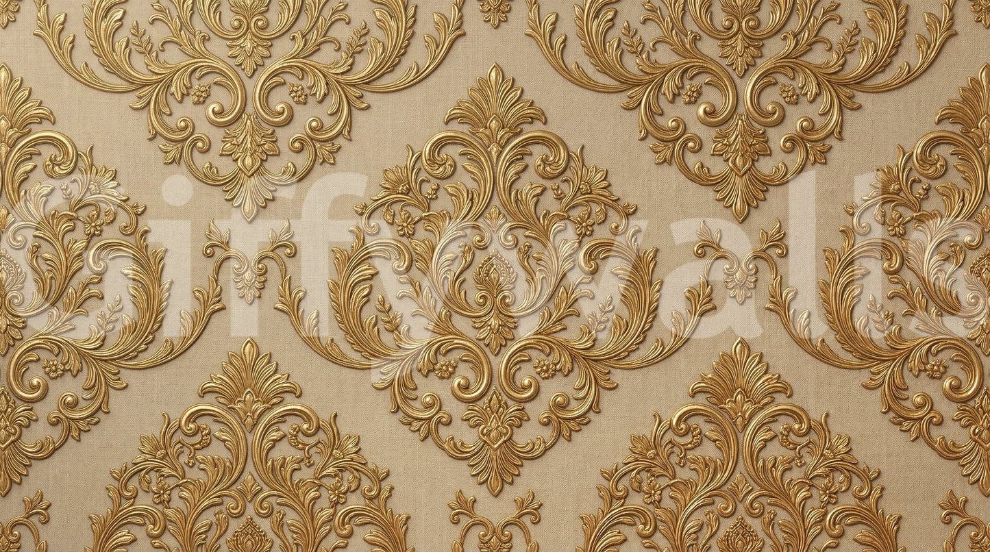 Gilded Grandeur Pattern wall mural with classic symmetry and gentle texture