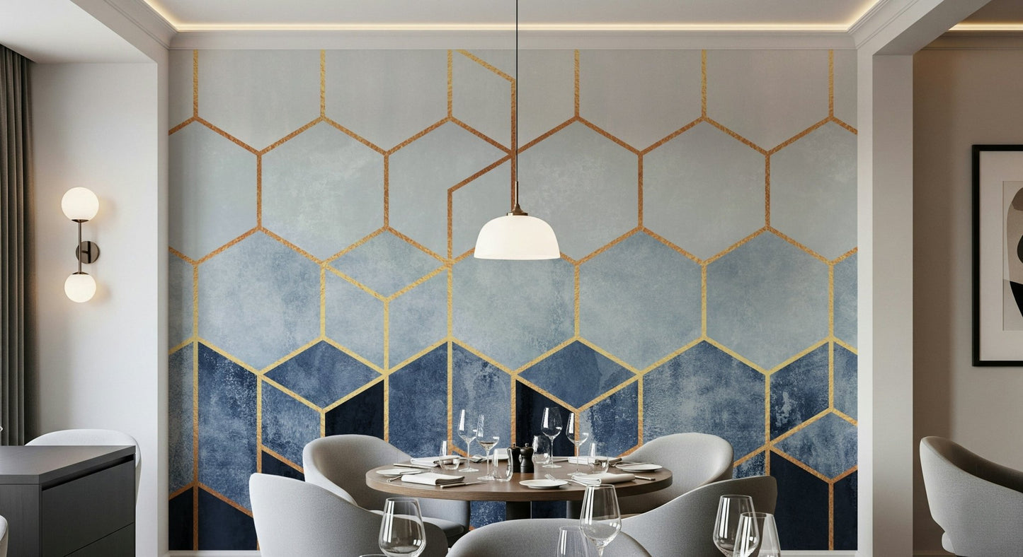 Gilded Hexagons Wall Mural -2715907