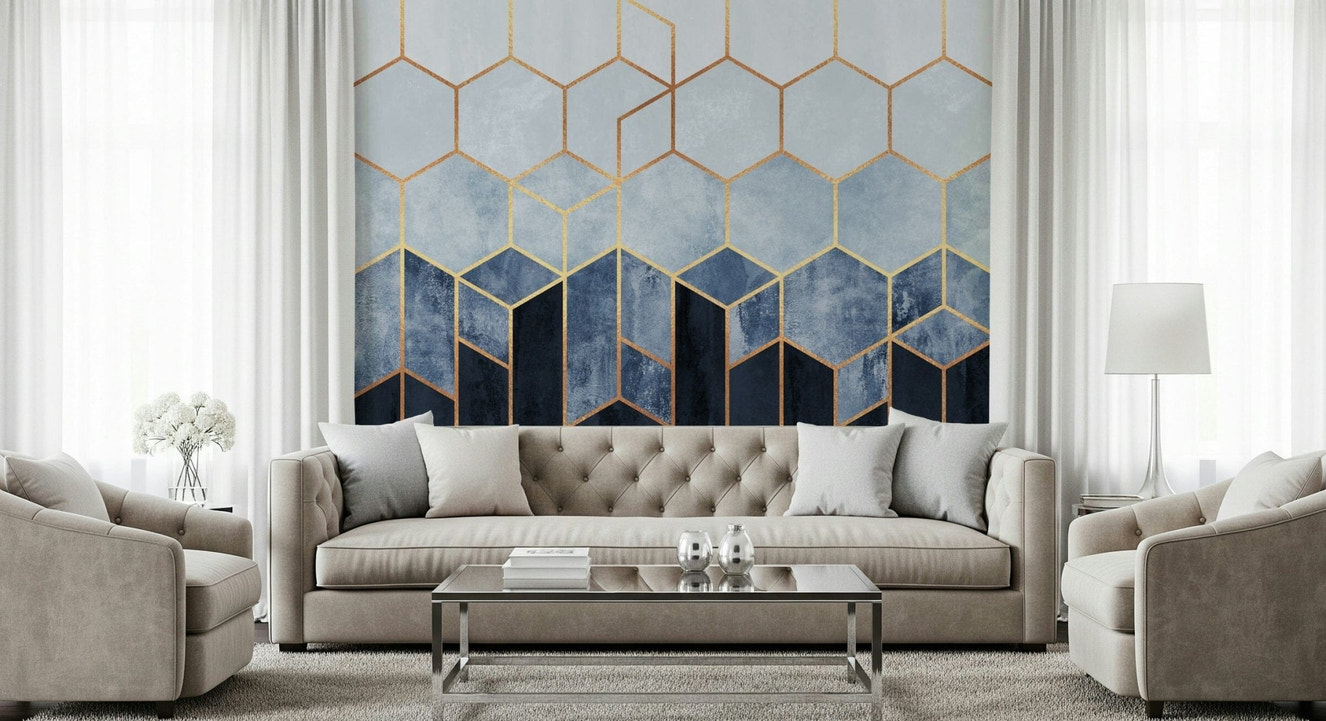 Gilded Hexagons Wall Mural -2715907