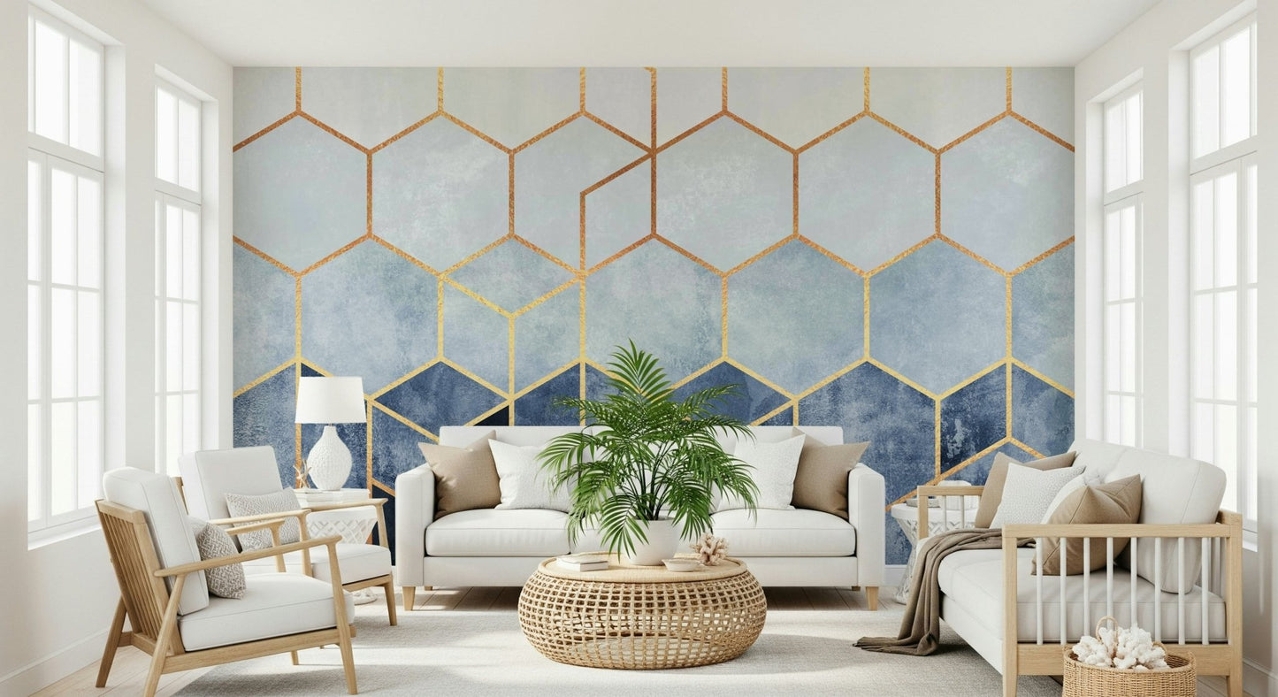 Gilded Hexagons Wall Mural -2715907