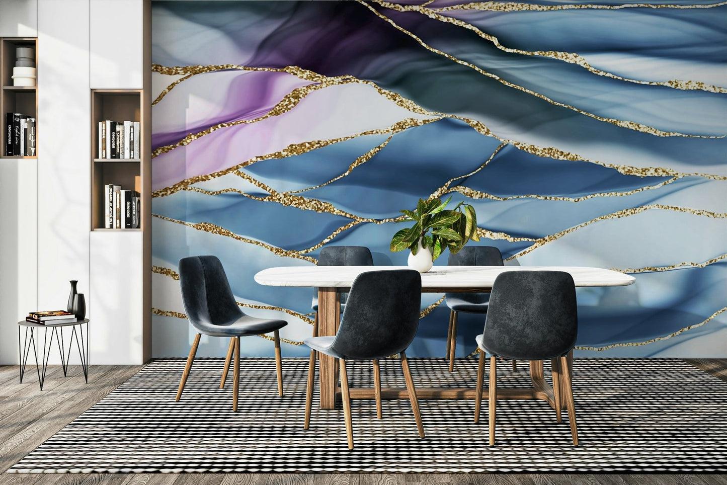 Gilded Horizon Marble Wall Mural