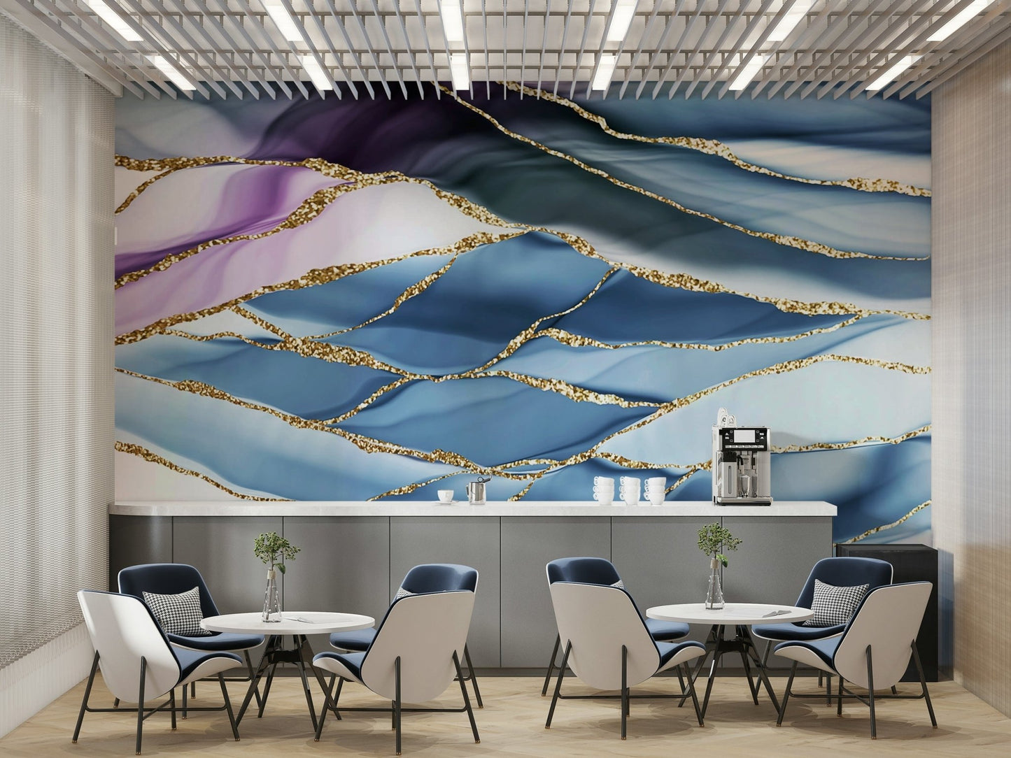Gilded Horizon Marble Wall Mural