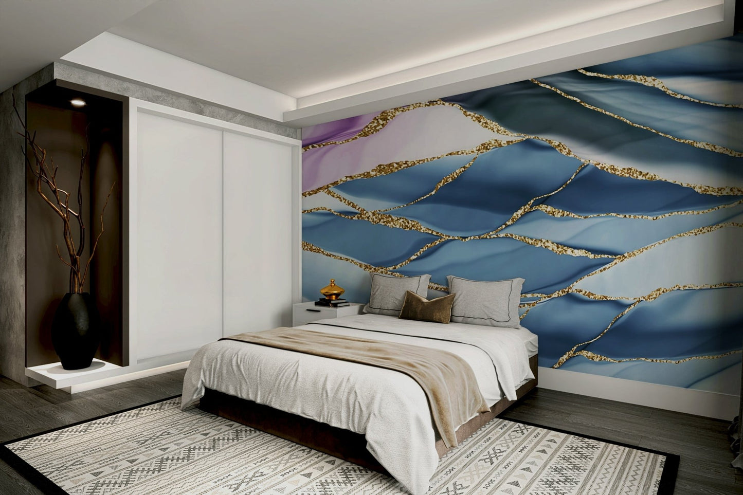 Gilded Horizon Marble Wall Mural