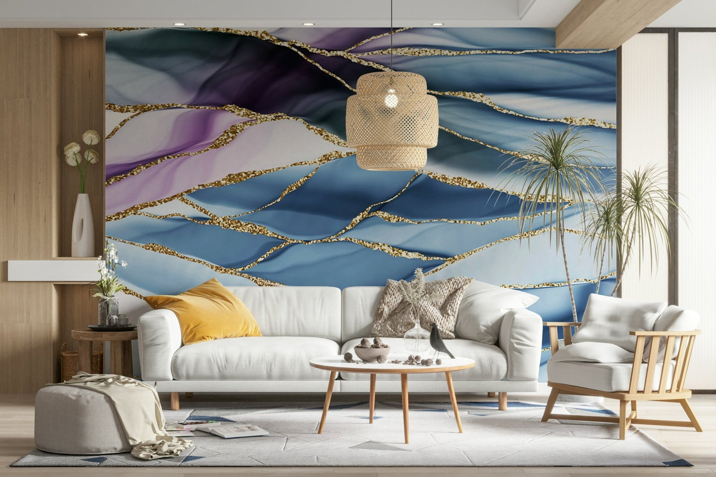 Gilded Horizon Marble Wall Mural