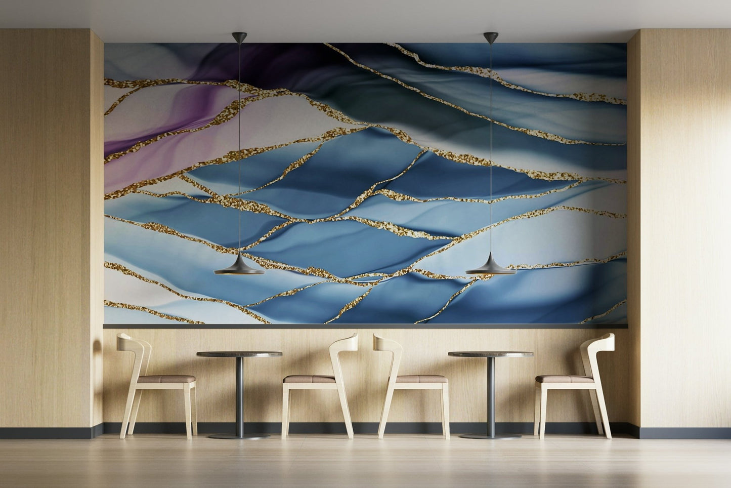 Gilded Horizon Marble Wall Mural