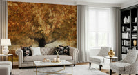 A beautiful modern art wall mural of gilded leaves., GD5568