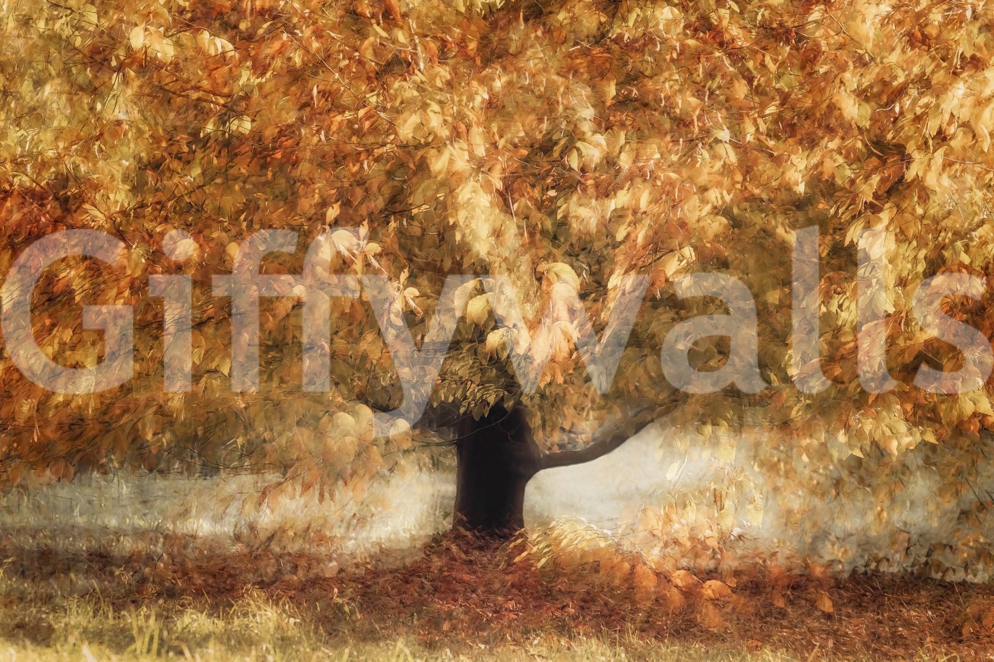 A high-quality serene leaf wall mural for walls., GD5568