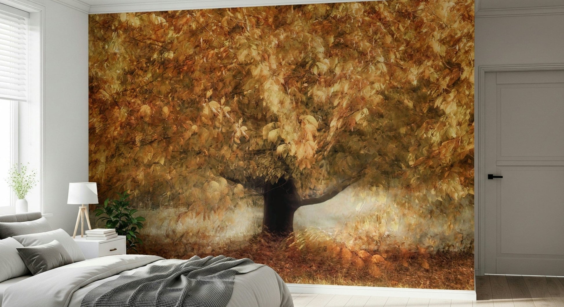 A peaceful organic pattern mural on decorative wallpaper., GD5568