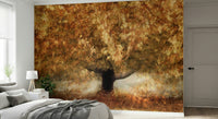 A peaceful organic pattern mural on decorative wallpaper., GD5568