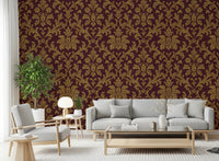 Cream sofa lounge styled with Gilded Leaves Wallpaper across the main, GD8914