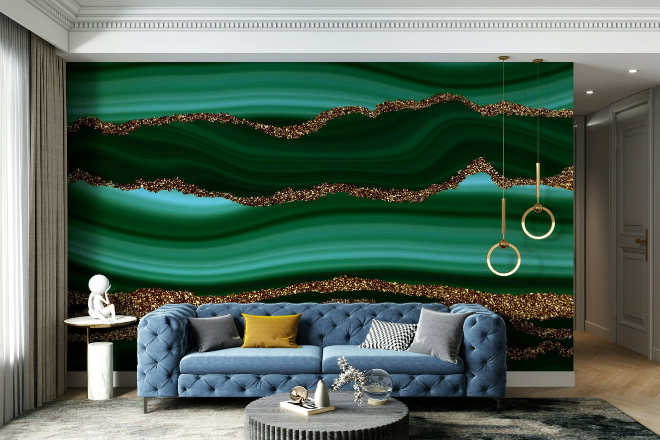 Gilded Malachite Wall Mural