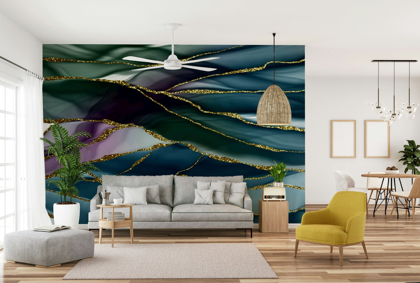 Gilded River Abstract Wall Mural
