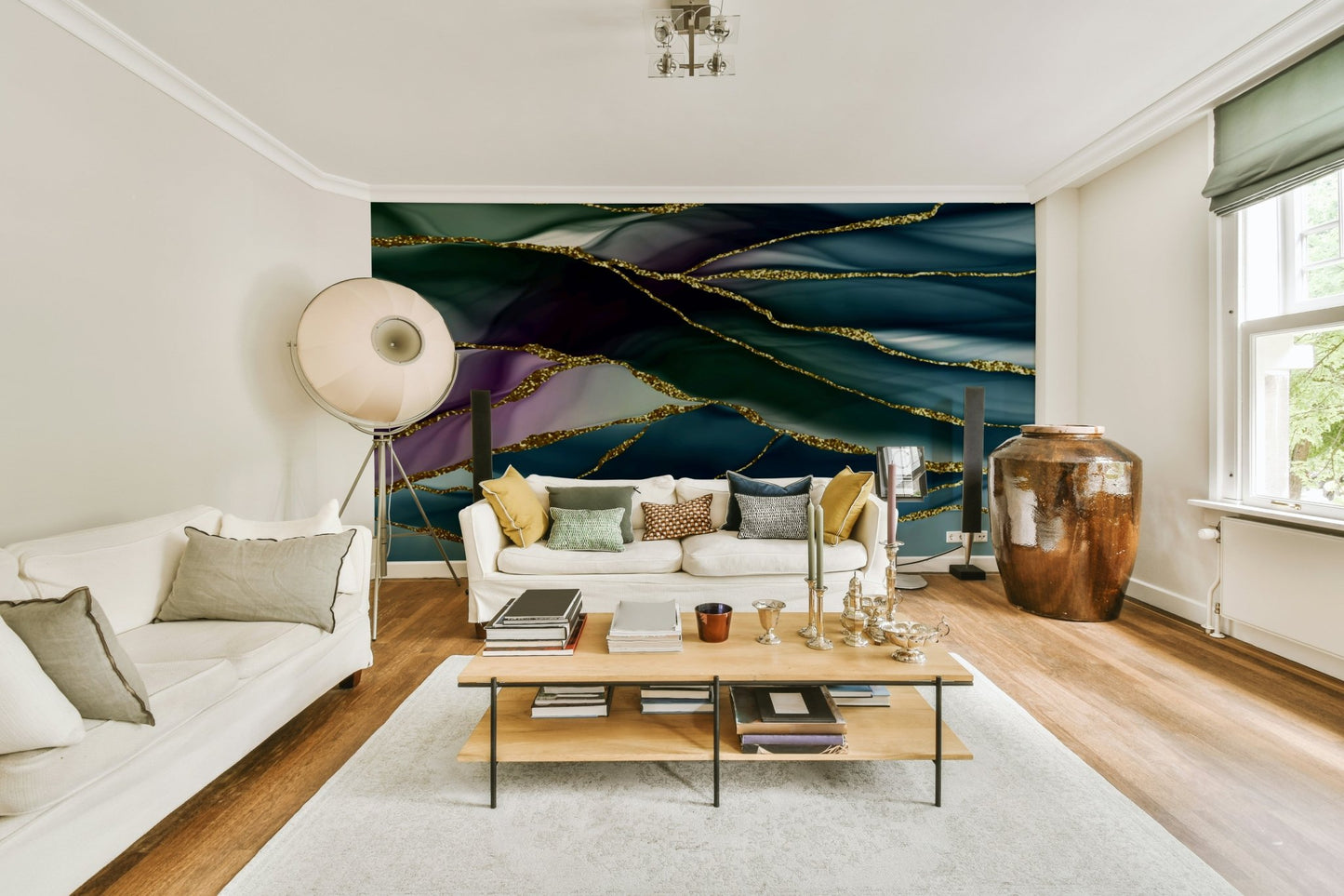 Gilded River Abstract Wall Mural