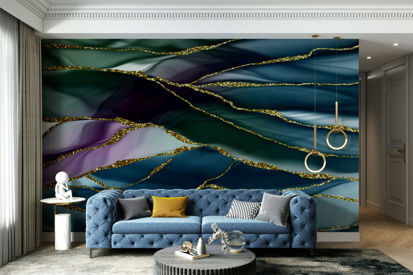 Gilded River Abstract Wall Mural
