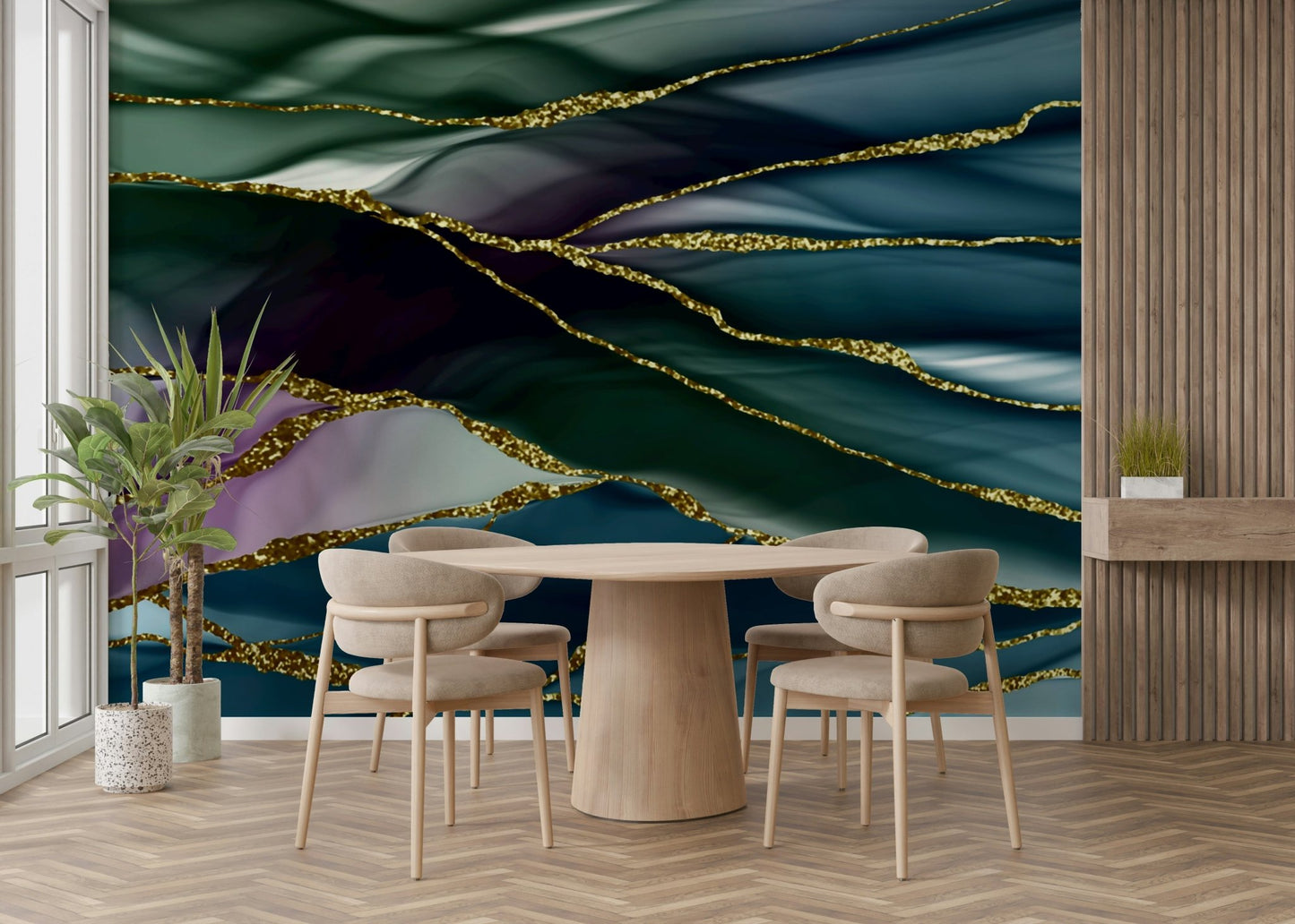 Gilded River Abstract Wall Mural