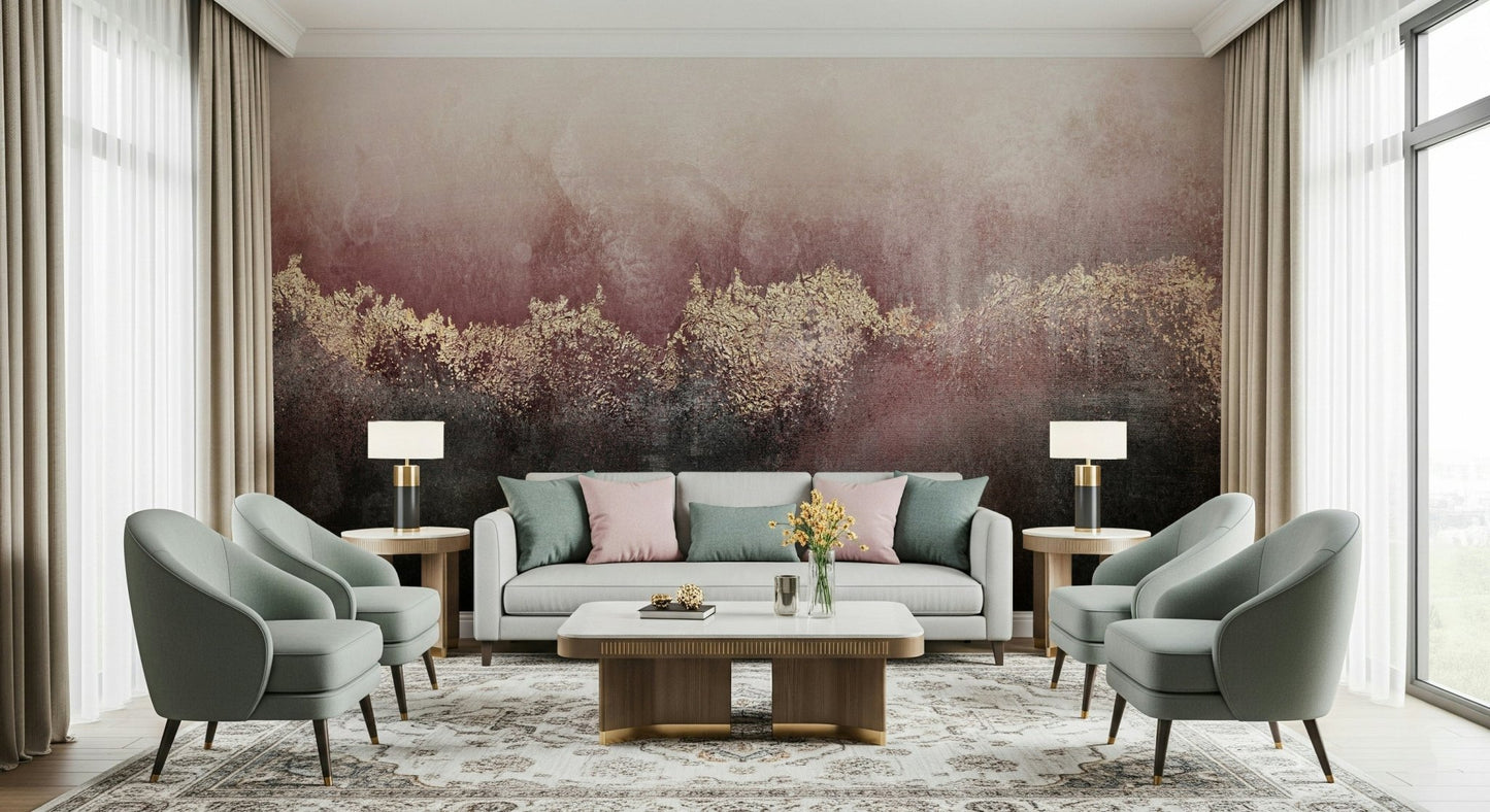 Gilded Rose Dusk Wall Mural - 2715899