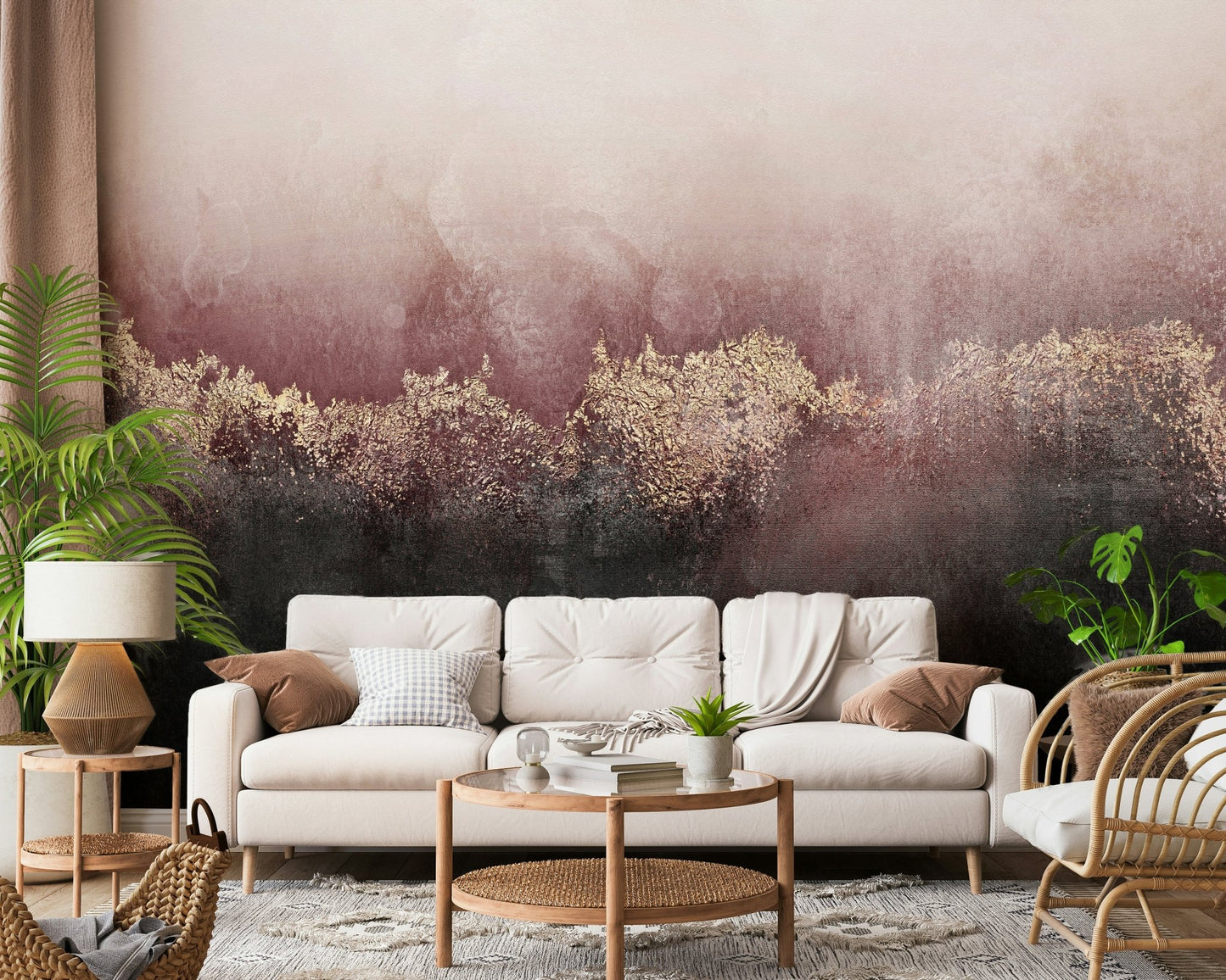Gilded Rose Dusk Wall Mural - 2715899