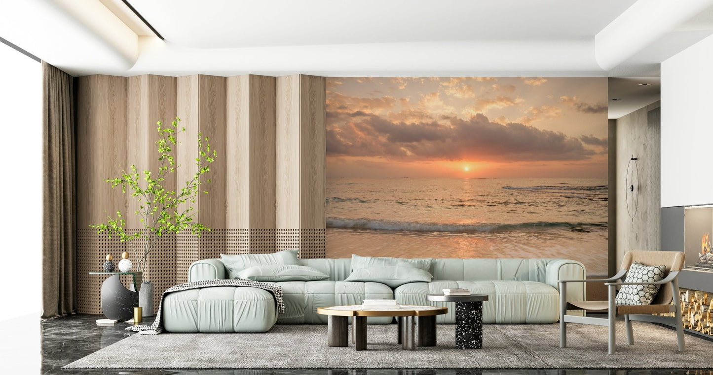 Pastel colored Gilded Shores at Dusk Wall Mural sky graphic.