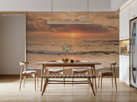 Beach scene Gilded Shores at Dusk Wall Mural at evening.