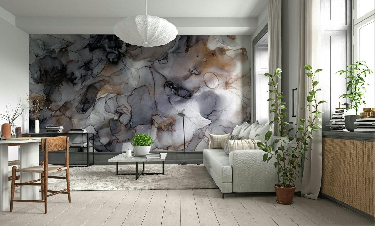 Bold, contemporary design with metallic gold touches

