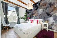 Modern wall mural creating a striking and refined atmosphere

